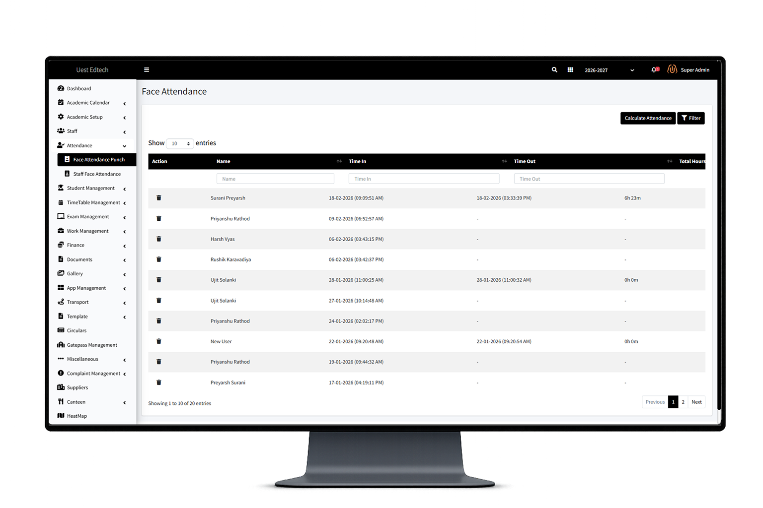 Face Attendance Punch Dashboard