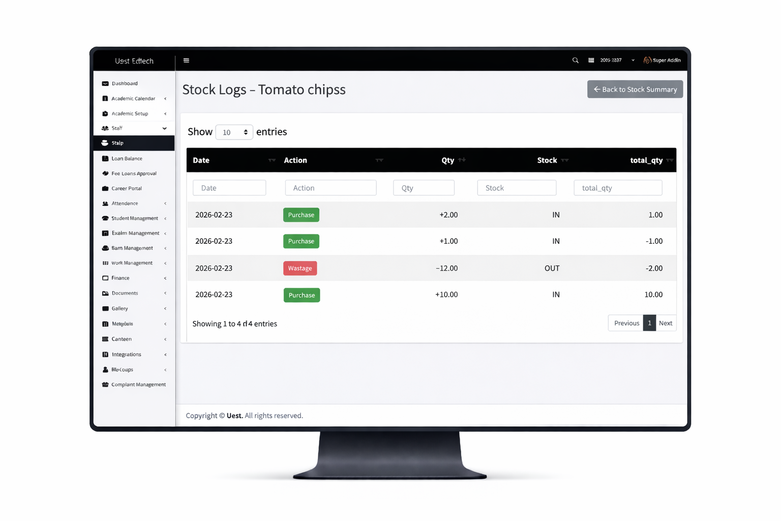 Inventory Management Dashboard Interface