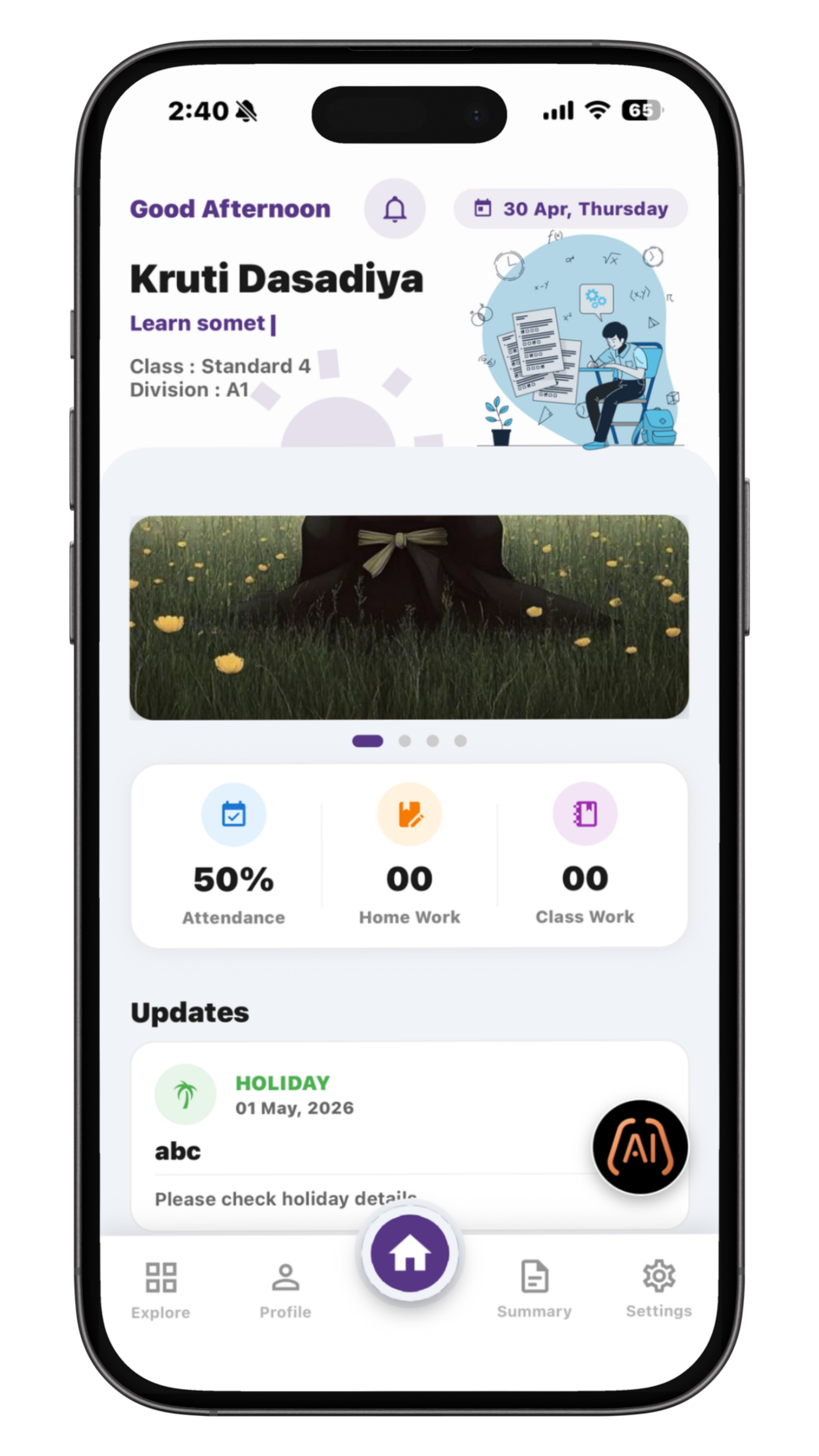 Student Management Mobile View