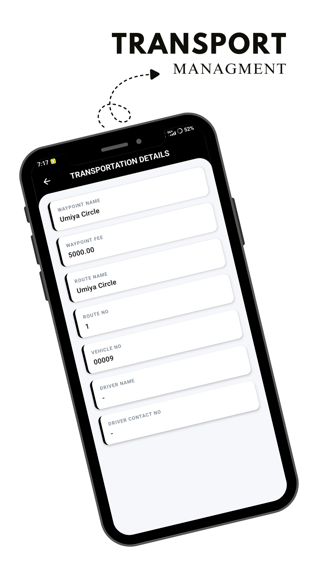 Transport Management Mobile View